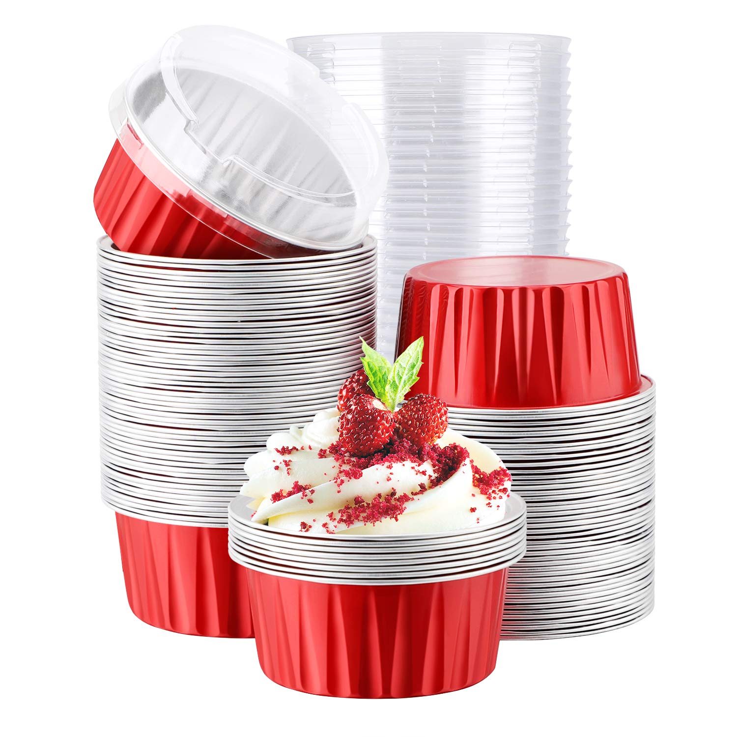 Forros Para Magdalenas Eusoar, Papel De Aluminio, 125 Ml, Con Tapas, 100 Unidades - Venta Internacional.