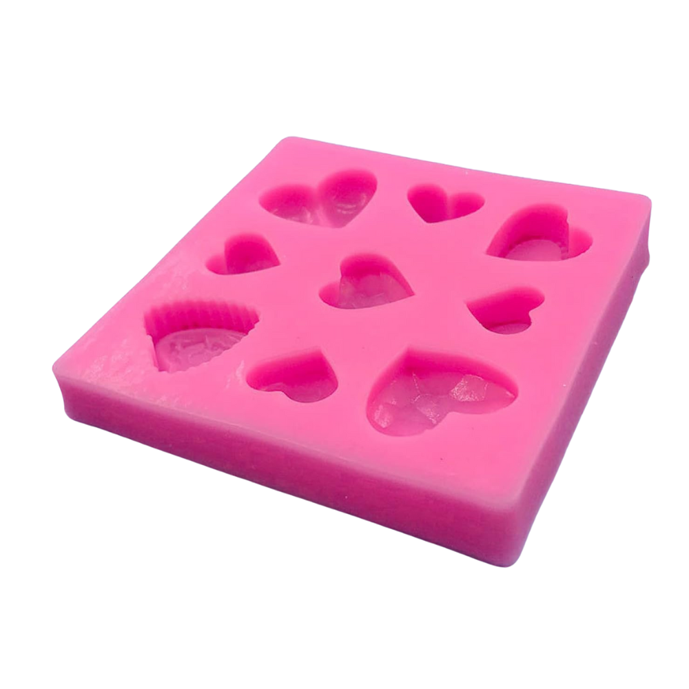 Foto 4 pulgar | Molde De De Silicón 9 Corazones Para Fondant, Chocolate