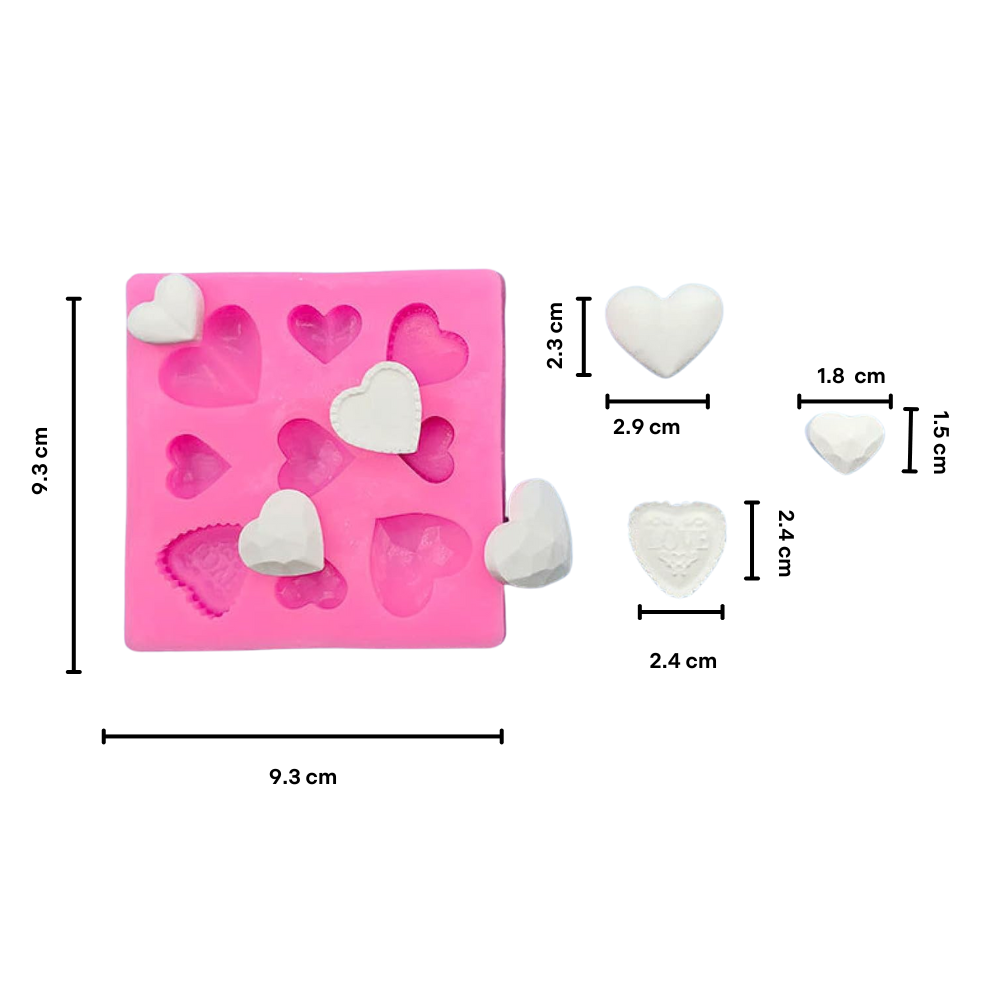 Foto 5 pulgar | Molde De De Silicón 9 Corazones Para Fondant, Chocolate