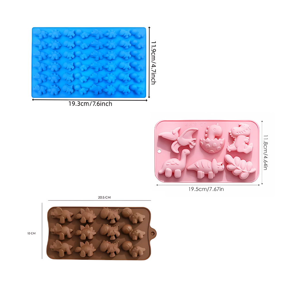 Foto 4 pulgar | Molde De Silicón Para Hornear 3 Piezas Dinosaurio