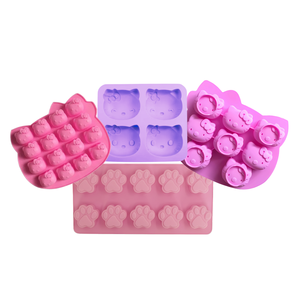 Molde Para Hornear De Gatita Con Moño 4 Pz, Molde De Silicón