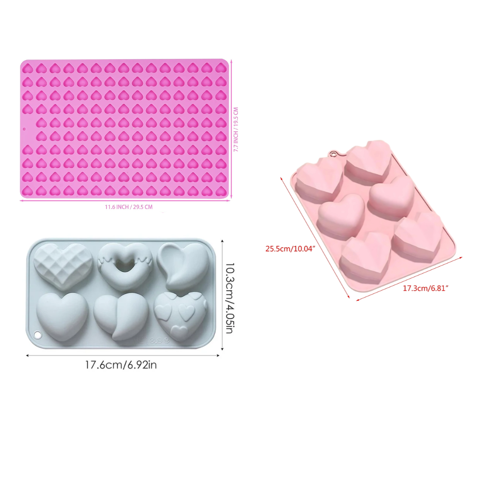 Foto 4 pulgar | 3 Moldes De Silicón Para Hornear De Corazón Y 1 Manga Pastelera