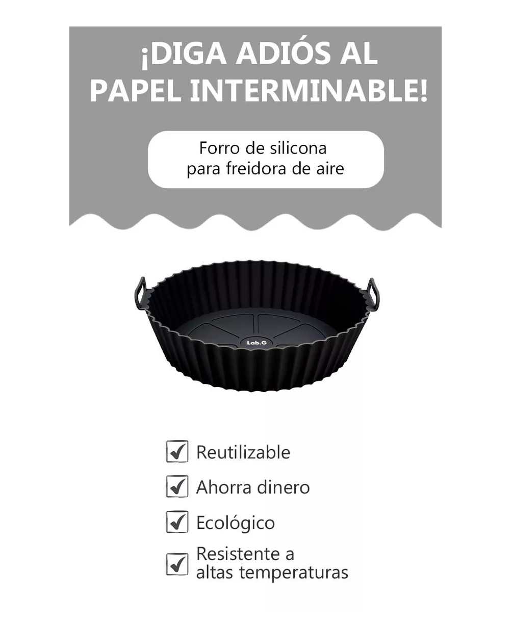 Foto 5 pulgar | Moldes de Silicona para Freidora Aire Reutilizable 3 Piezas Negro
