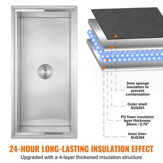 Foto 3 | Enfriador De Hielo Vevor Drop In De Acero Inoxidable De 36 X 18 De Ancho X 14 De Alto - Venta Internacional.