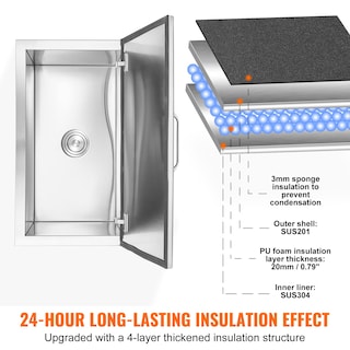 Foto 3 | Enfriador De Hielo Vevor Drop-in De Acero Inoxidable De 40 Qt/38 L Con Cubierta - Venta Internacional.