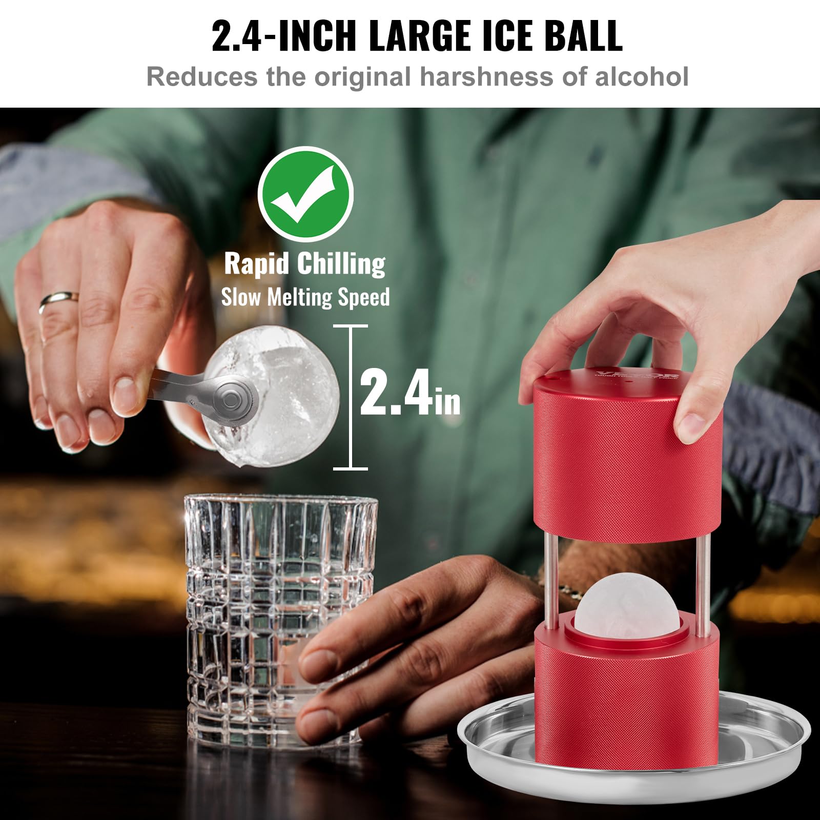 Foto 4 | Máquina Para Hacer Bolas De Hielo Ice Ball Press Vevor De 2.4 Pulgadas Con Pinza Roja - Venta Internacional.