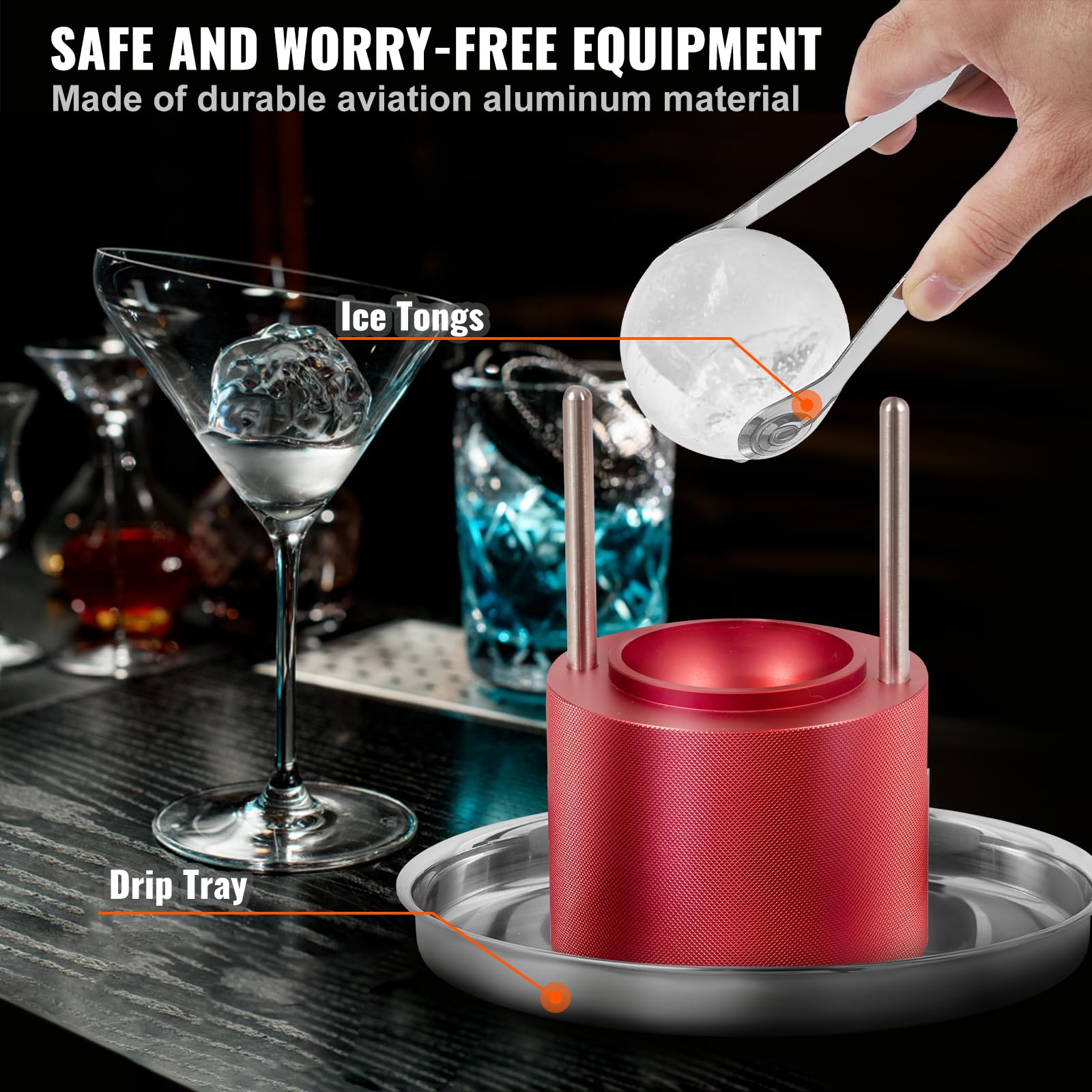 Foto 6 pulgar | Máquina Para Hacer Bolas De Hielo Ice Ball Press Vevor De 2.4 Pulgadas Con Pinza Roja - Venta Internacional.