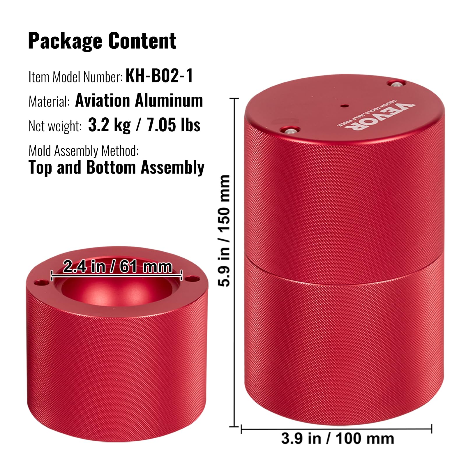 Foto 7 | Máquina Para Hacer Bolas De Hielo Ice Ball Press Vevor De 2.4 Pulgadas Con Pinza Roja - Venta Internacional.