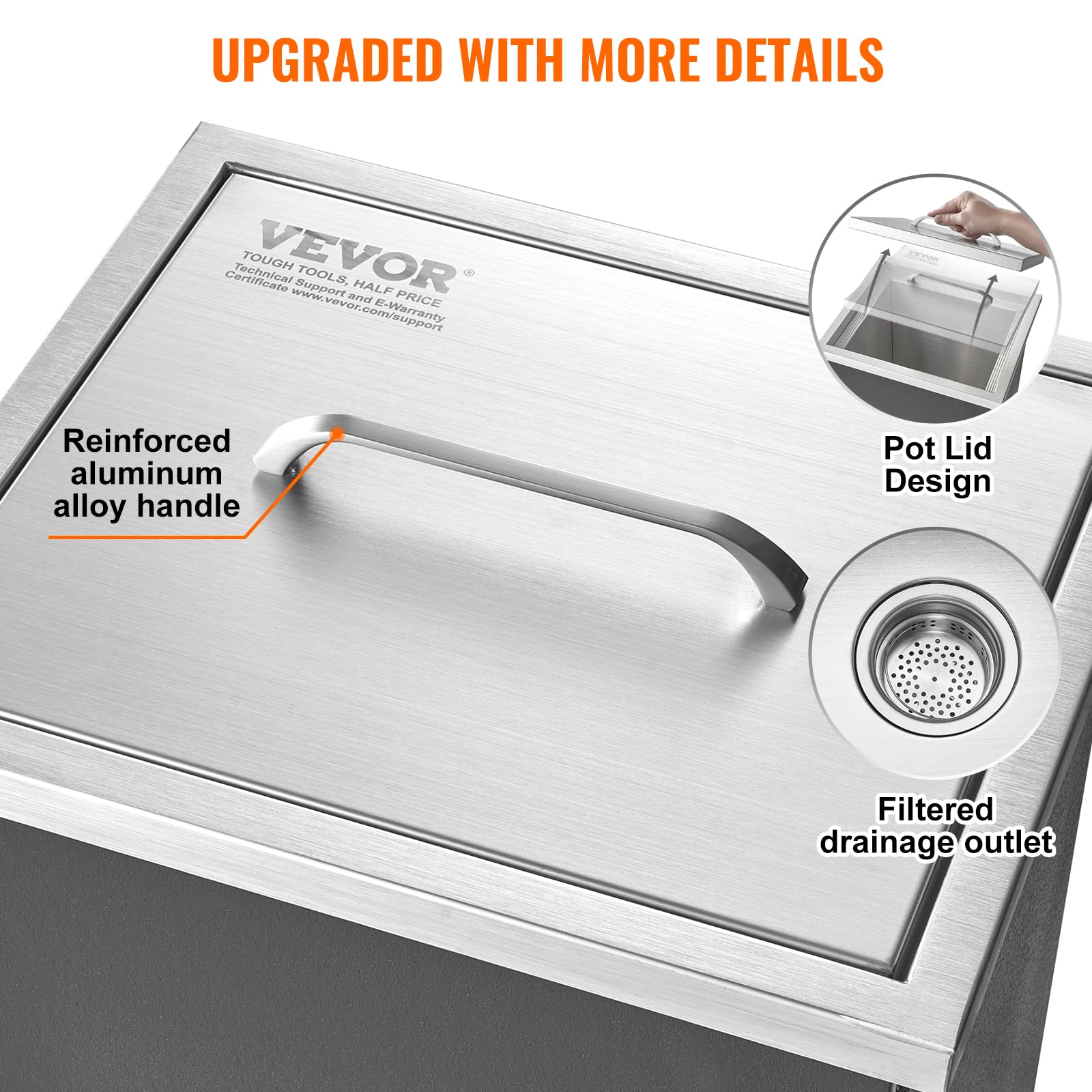Foto 6 pulgar | Enfriador De Hielo Vevor Drop In Ice Cofre De Acero Inoxidable De 40 L - Venta Internacional.