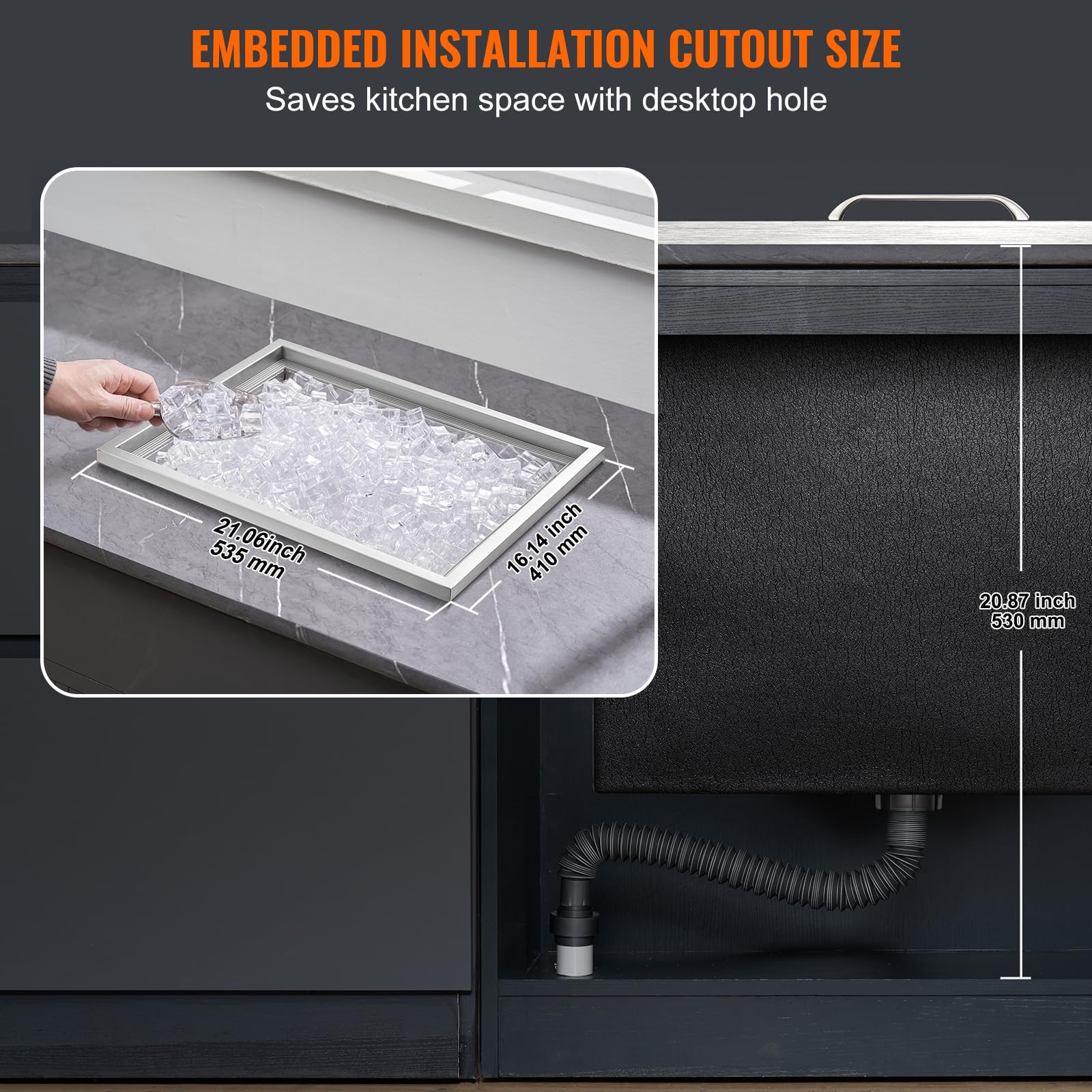 Foto 6 | Enfriador De Hielo Vevor Drop In Ice Cofre, 43,5 L, Acero Inoxidable - Venta Internacional.