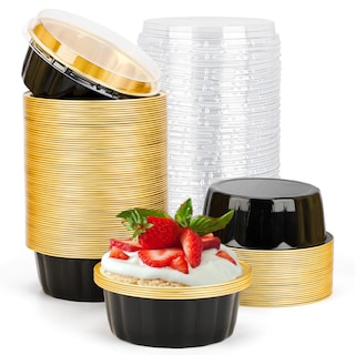 Foto 1 | Moldeadores Desechables Beasea 235 Ml, Paquete De 100 Unidades, Aluminio Negro Dorado - Venta Internacional.