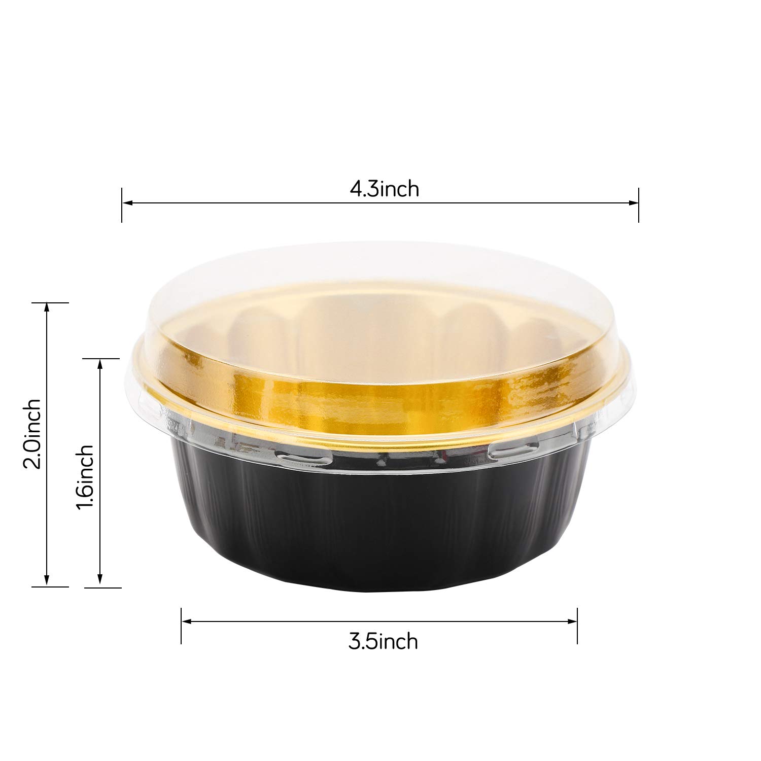 Foto 2 | Moldeadores Desechables Beasea 235 Ml, Paquete De 100 Unidades, Aluminio Negro Dorado - Venta Internacional.