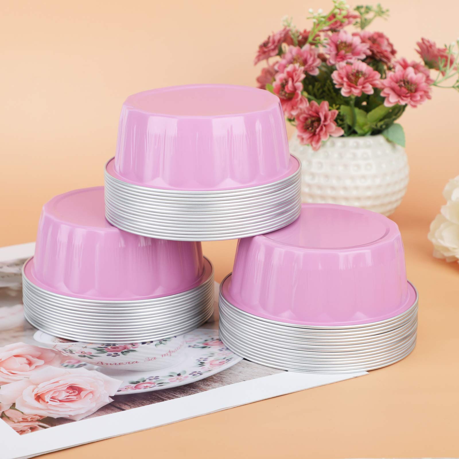 Foto 5 pulgar | Moldes Desechables Beasea De Aluminio Rosa, 235 Ml, Paquete De 100 Con Tapas - Venta Internacional.
