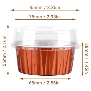 Foto 4 | Vasos De Postre Eusoar, 125 Ml, Con Tapas, Papel De Aluminio, 100 Unidades, Color Caramelo - Venta Internacional.