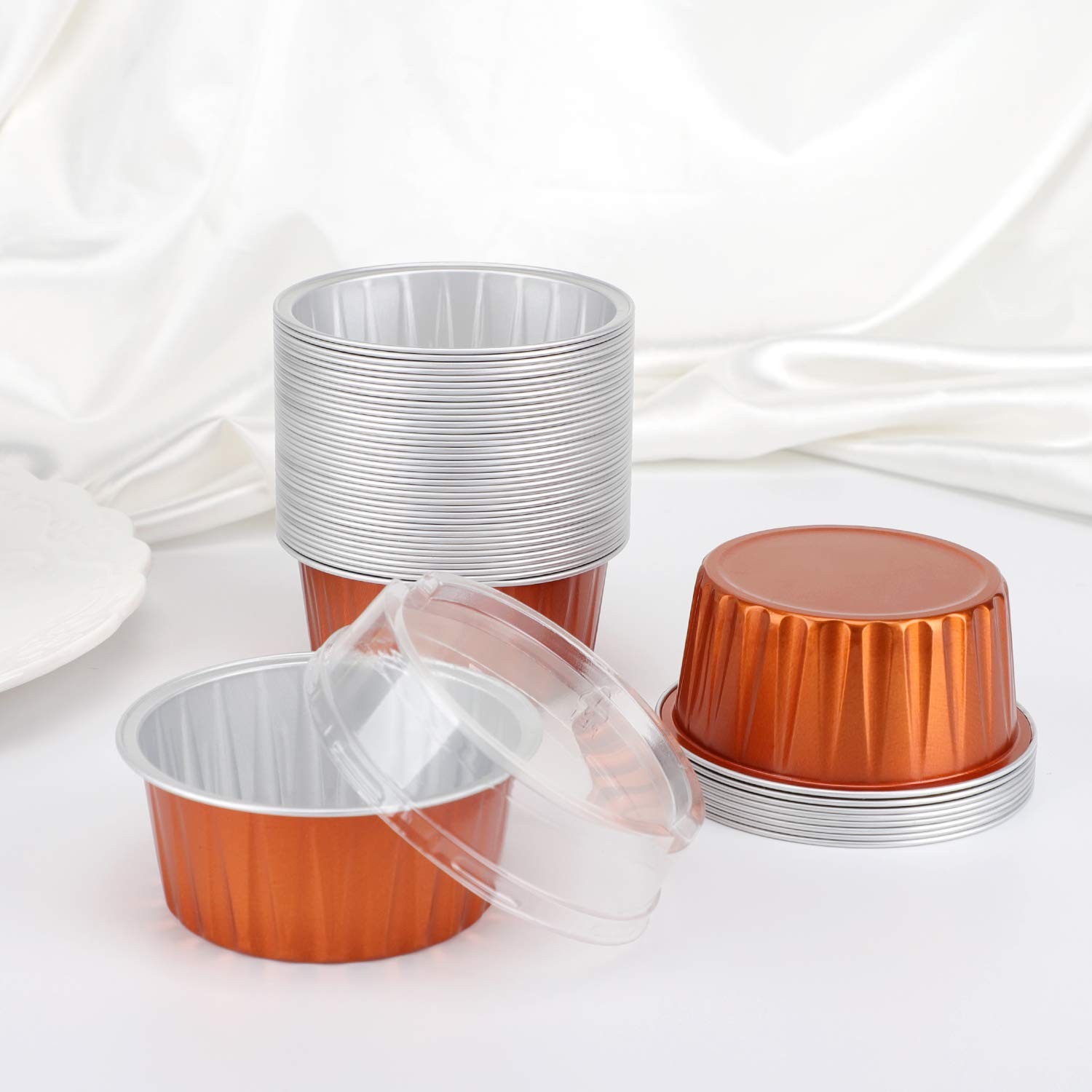 Foto 7 pulgar | Vasos De Postre Eusoar, 125 Ml, Con Tapas, Papel De Aluminio, 100 Unidades, Color Caramelo - Venta Internacional.