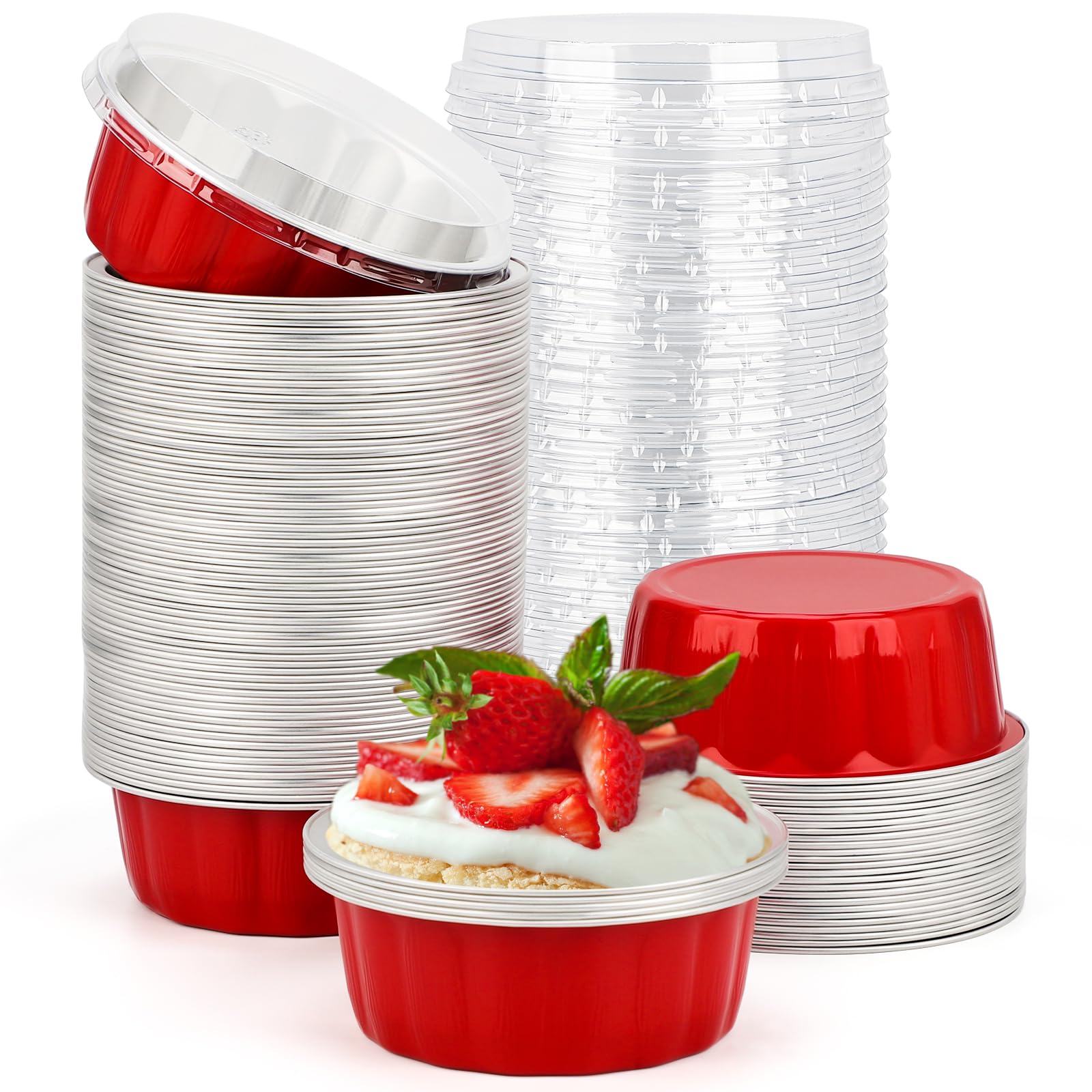 Foto 1 | Moldes Desechables Beasea, Papel De Aluminio De 235 Ml, Paquete De 100 Con Tapas - Venta Internacional.