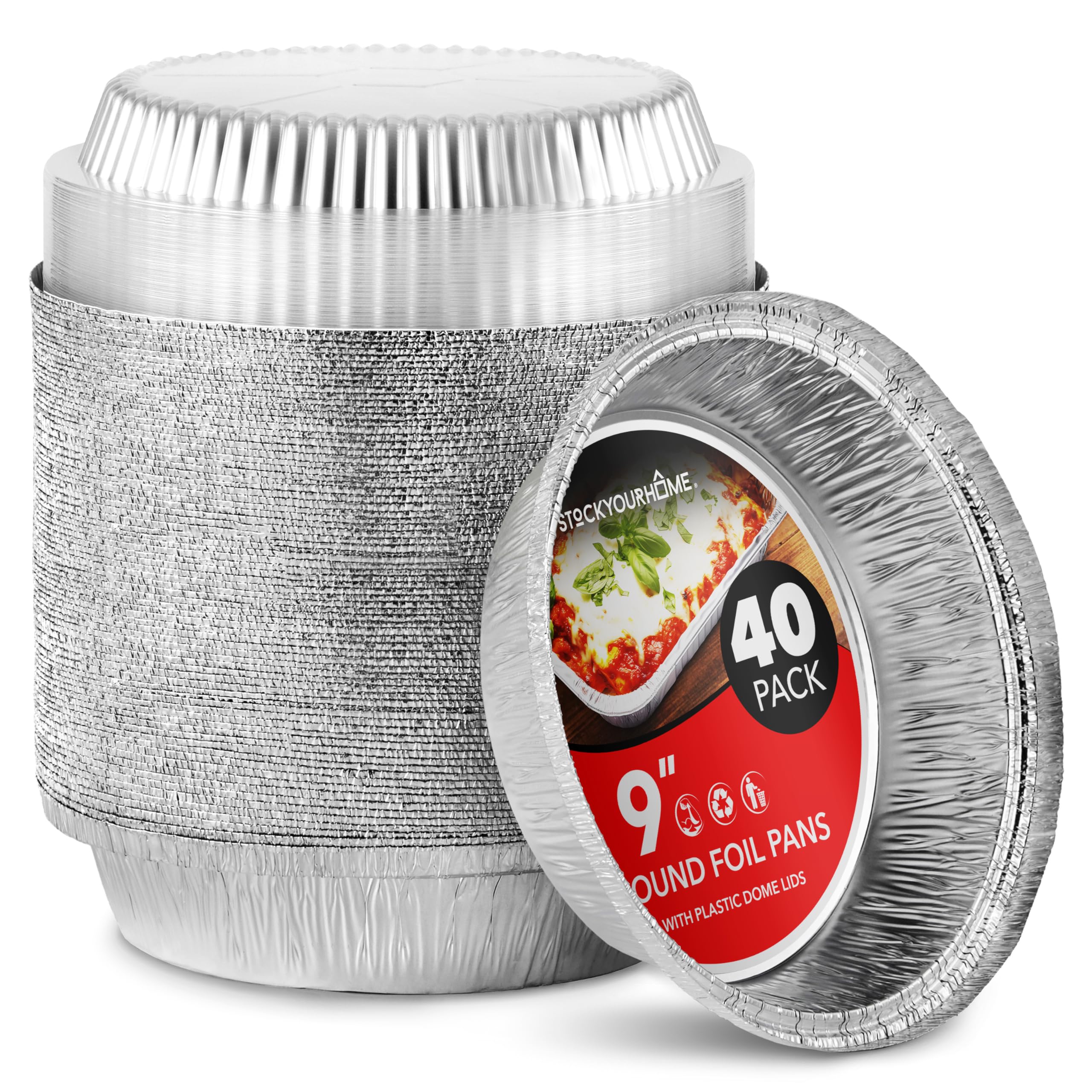 Foto 1 | Sartenes De Papel De Aluminio Stock Your Home De 9 Pulgadas (paquete De 40) Con Tapas - Venta Internacional.