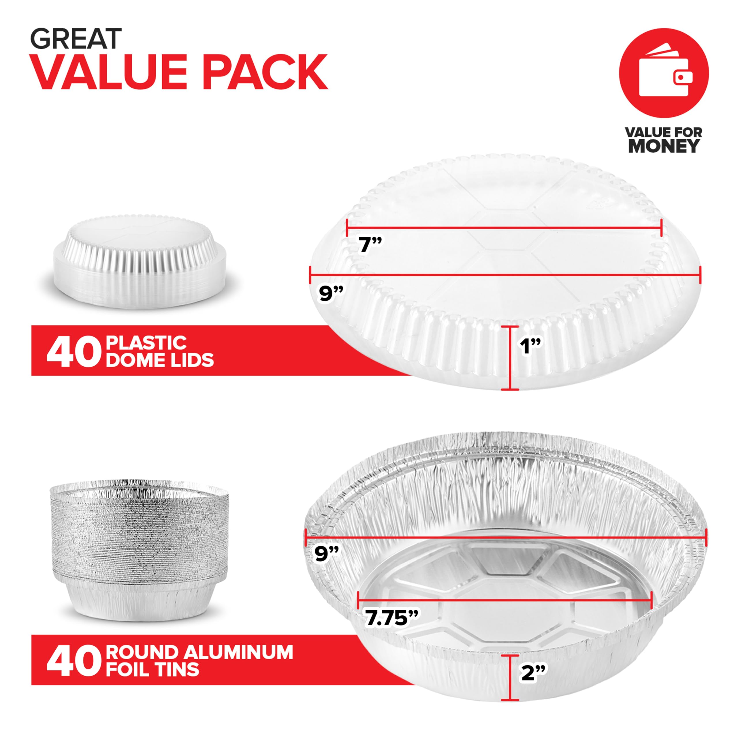 Foto 2 | Sartenes De Papel De Aluminio Stock Your Home De 9 Pulgadas (paquete De 40) Con Tapas - Venta Internacional.