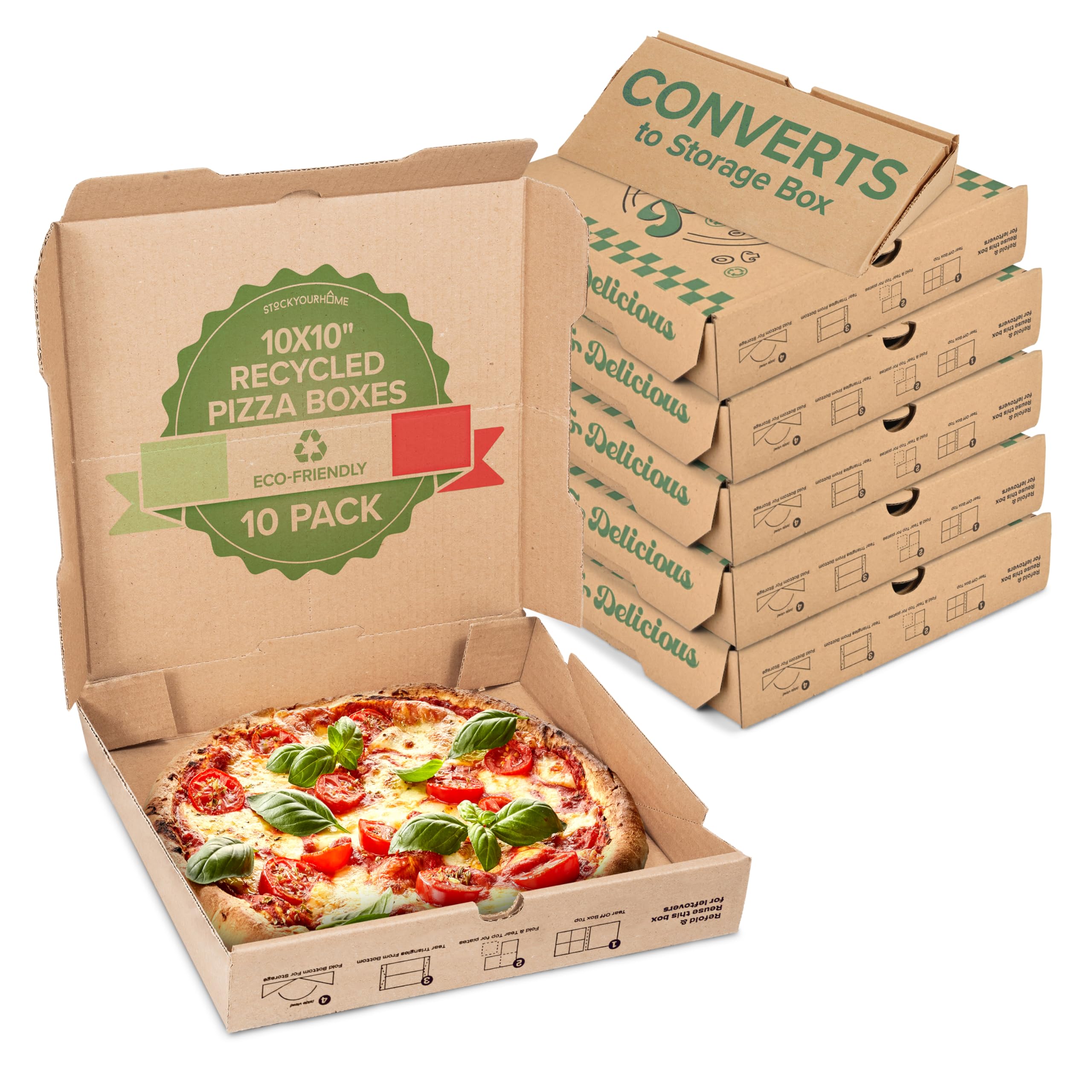 Foto 2 pulgar | Caja Para Pizza Stock Your Home Recycled Kraft  10 X 10 Unidades - Venta Internacional.