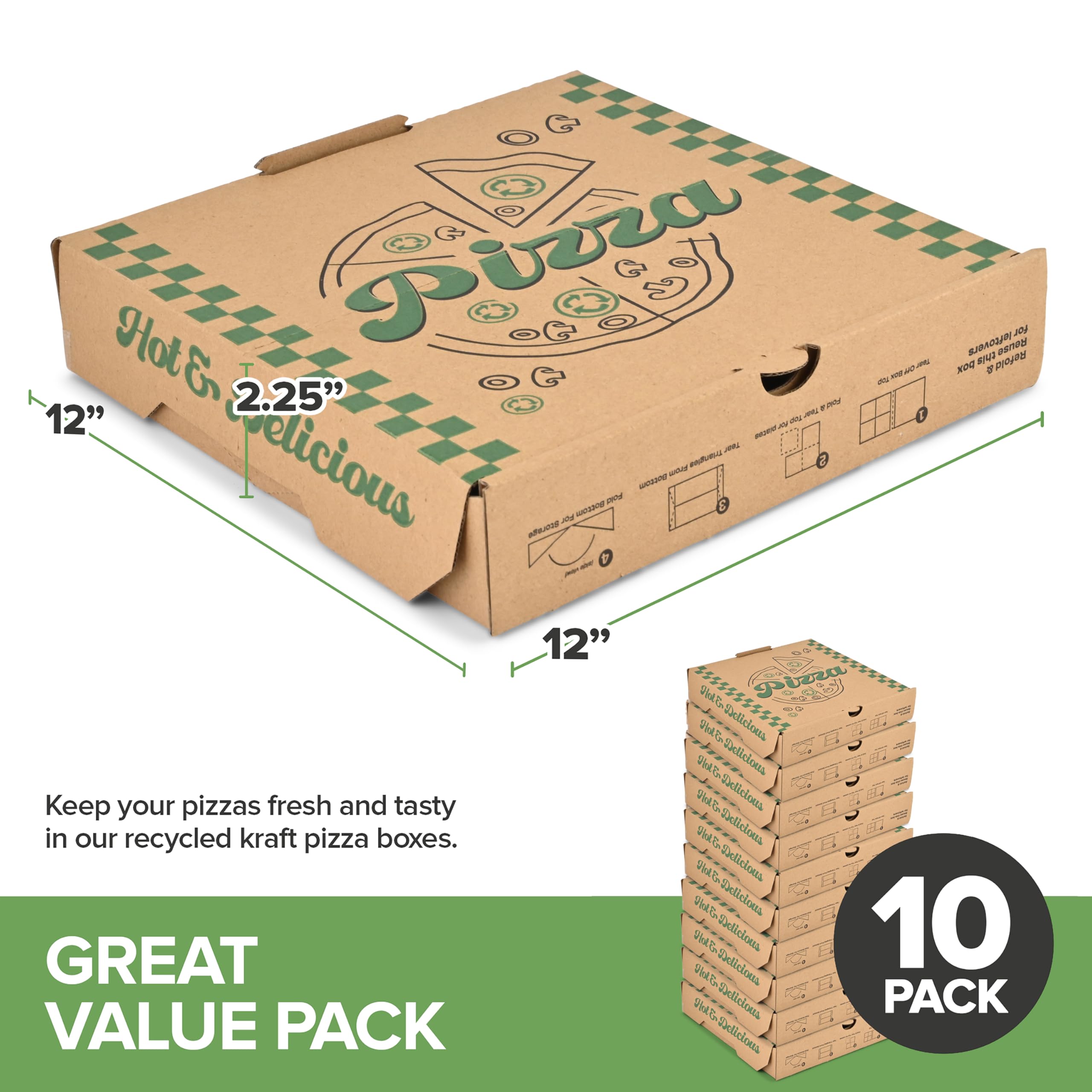 Foto 3 pulgar | Caja Para Pizza Stock Your Home Recycled Kraft  10 X 10 Unidades - Venta Internacional.