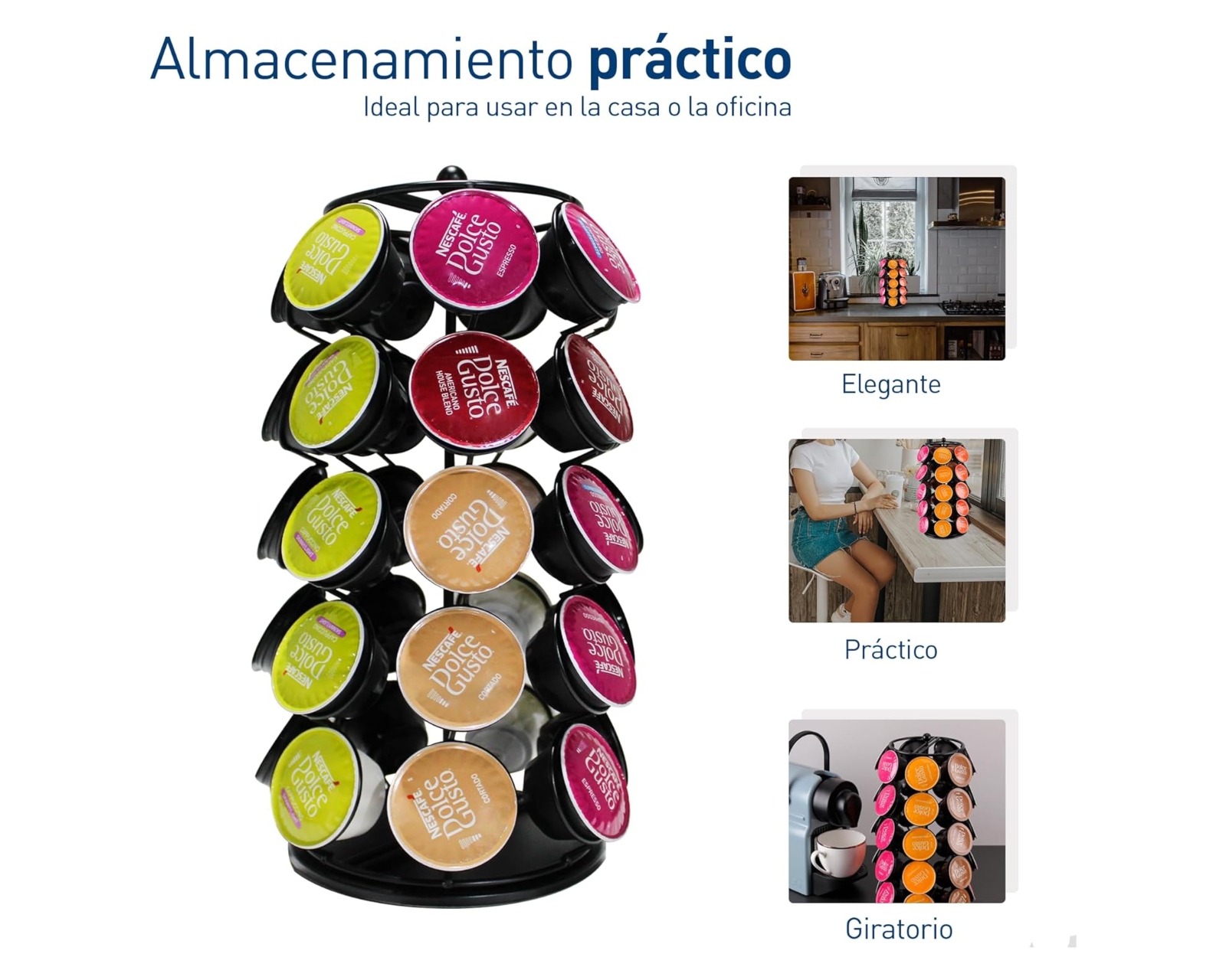 Foto 4 pulgar | Organizador De Capsulas De Café Bluelander Giratorio Color Negro, Capacidad Para 35 Cápsulas.