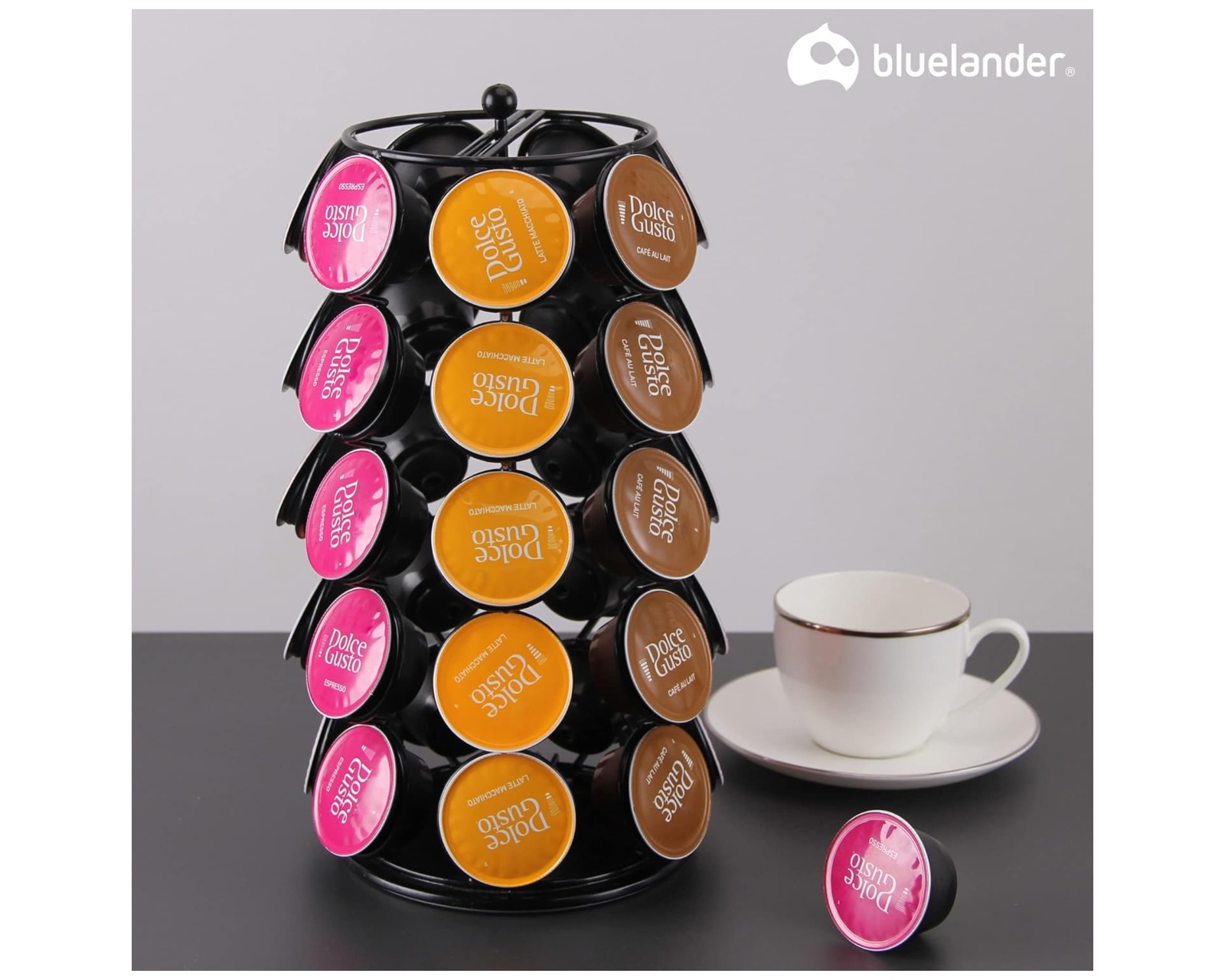 Foto 7 | Organizador De Capsulas De Café Bluelander Giratorio Color Negro, Capacidad Para 35 Cápsulas.