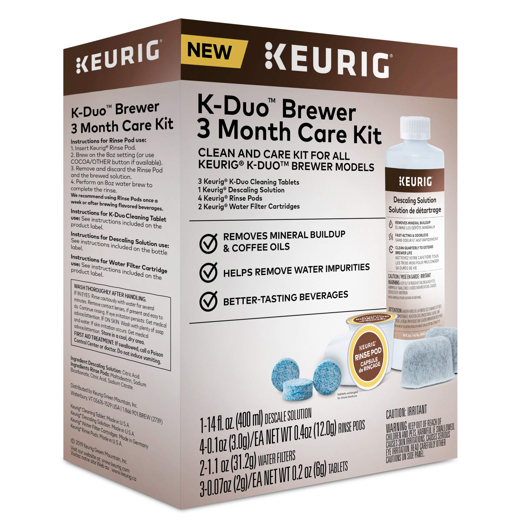 Kit De Mantenimiento Keurig K-duo Brewer Con Pastillas Limpiadoras - Venta Internacional. $1,758