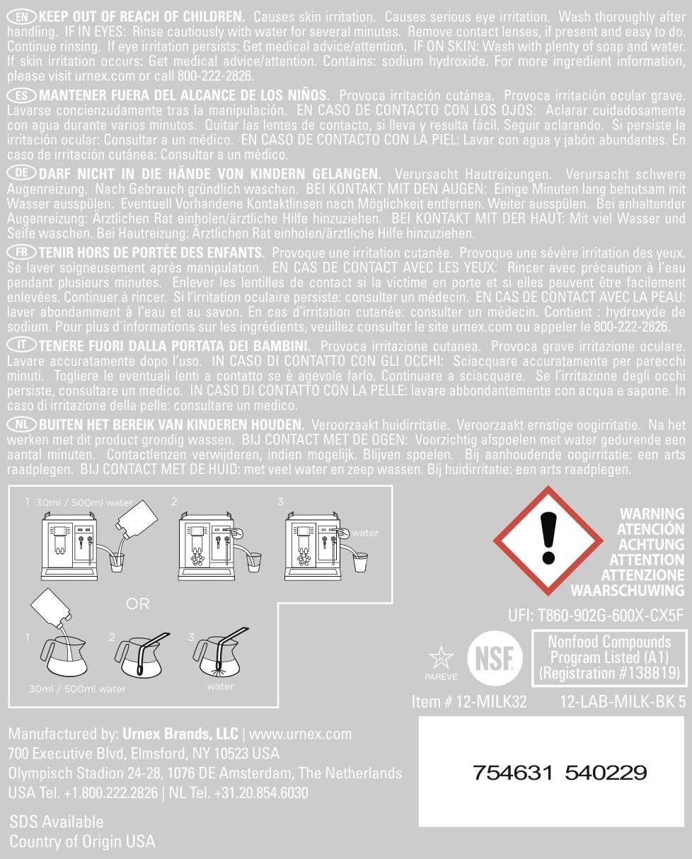 Foto 8 pulgar | Limpiador Espumador De Leche Urnex Rinza Alkaline 1l - Venta Internacional.