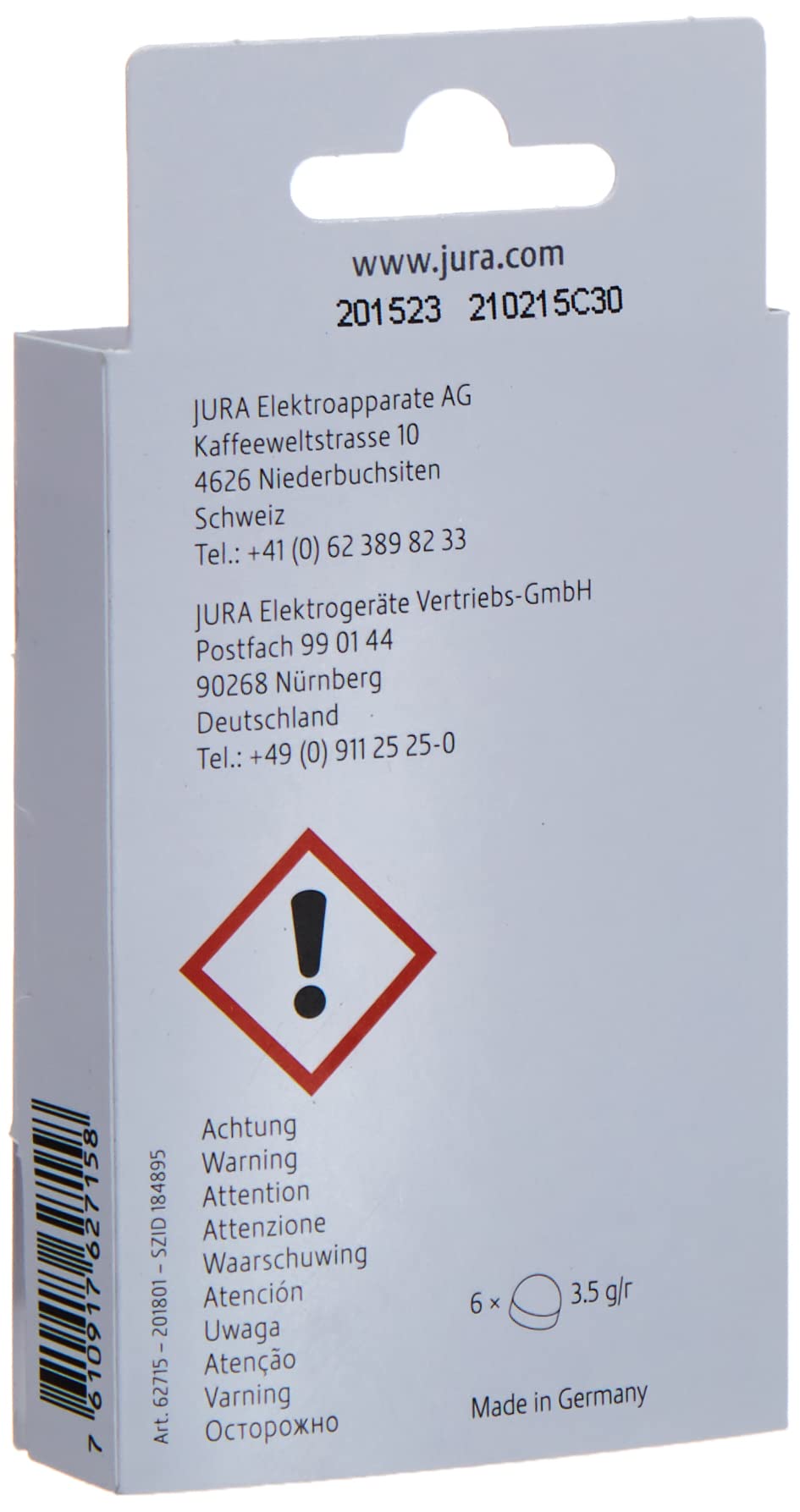 Foto 3 pulgar | Tabletas Limpiadoras Jura 2-phase Para Cafetera (6 Tabletas) - Venta Internacional.