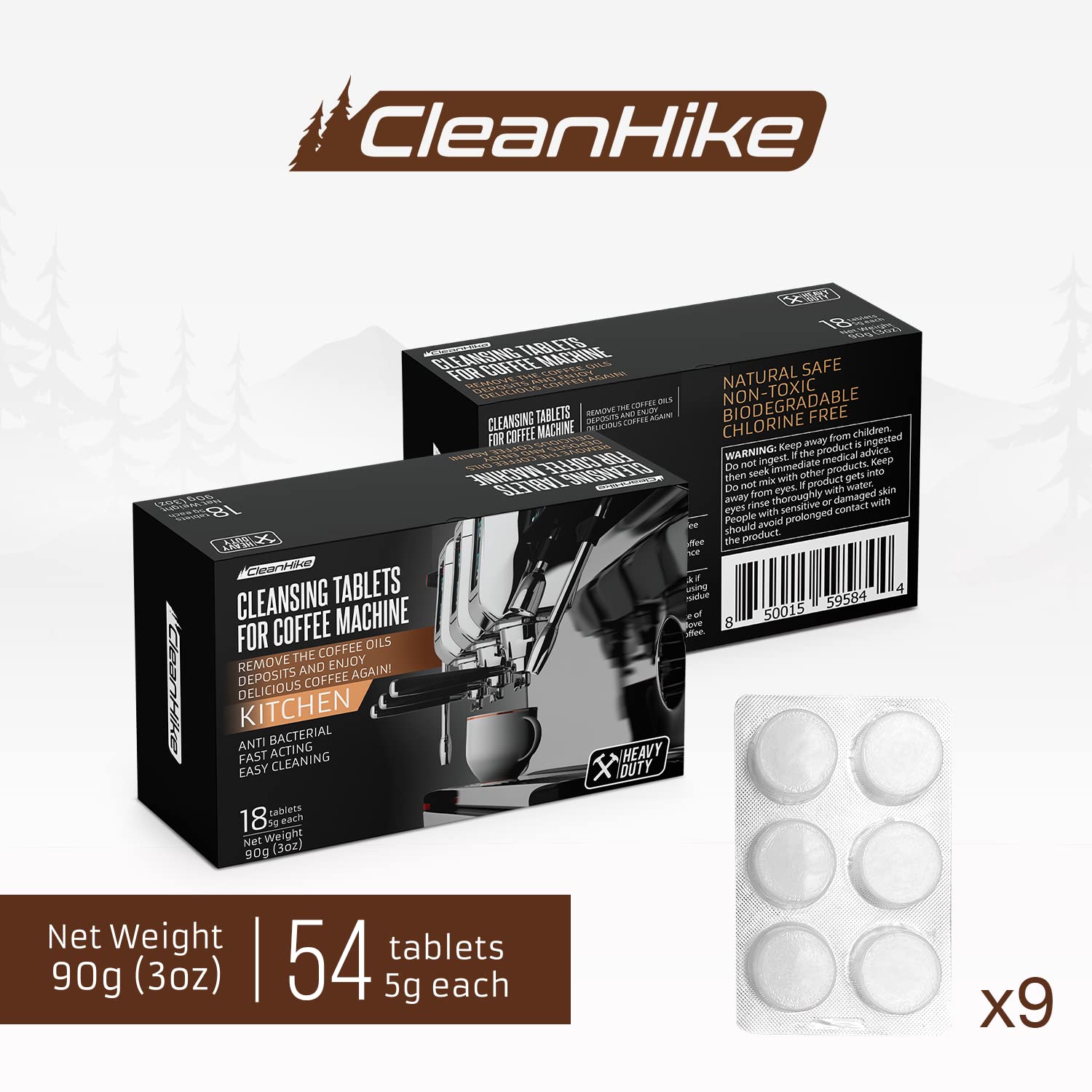 Foto 5 pulgar | Pastillas Limpiadoras Para Máquinas De Café Espresso Cleanhike Heavy Duty 54 - Venta Internacional.