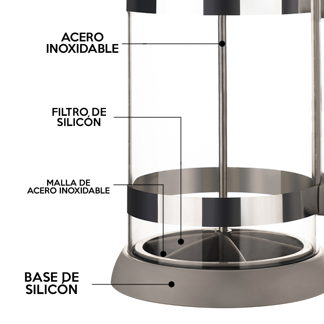 Foto 3 | Prensa Francesa Brang 1 Litro color Gris con Filtro de Silicon