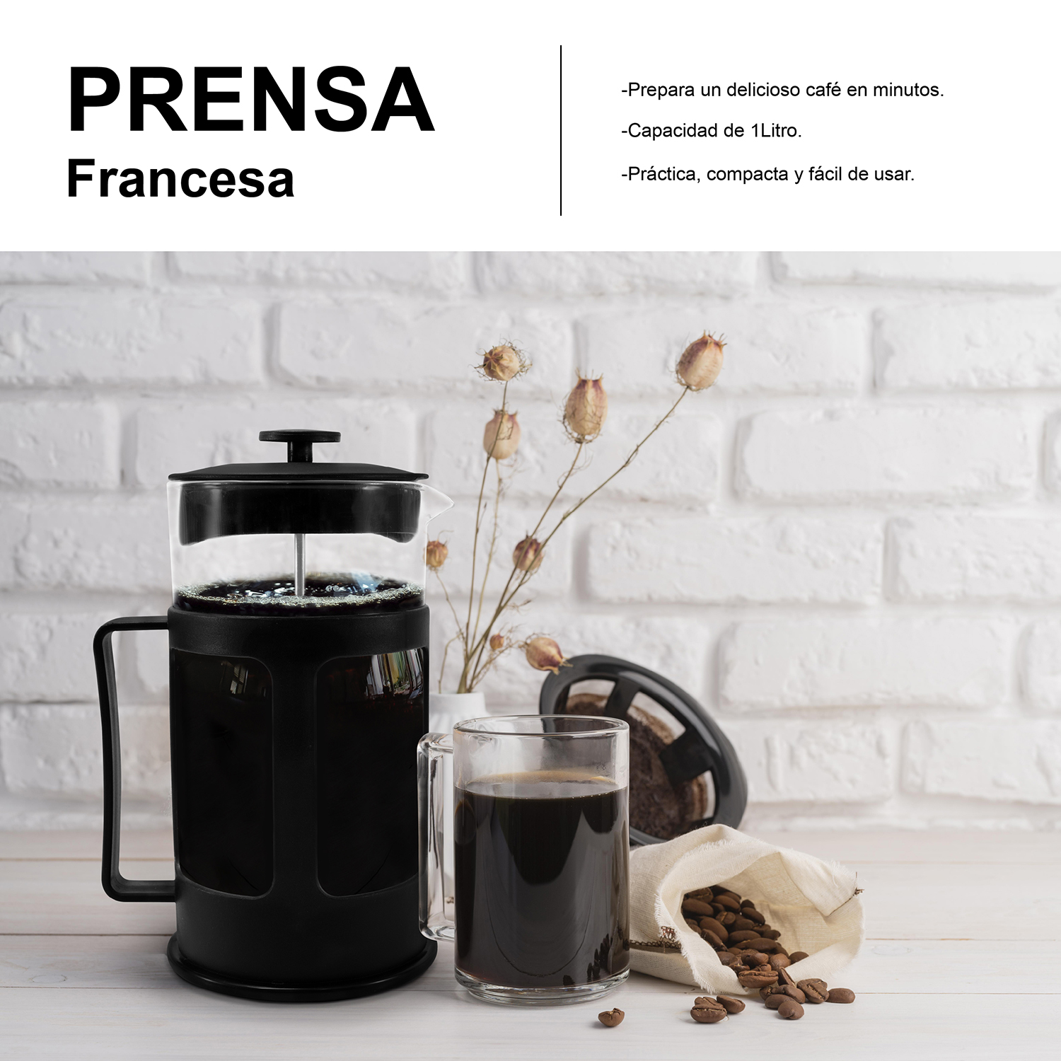 Foto 7 | Prensa Francesa para Café Andromeda Inc 74226 color Negro