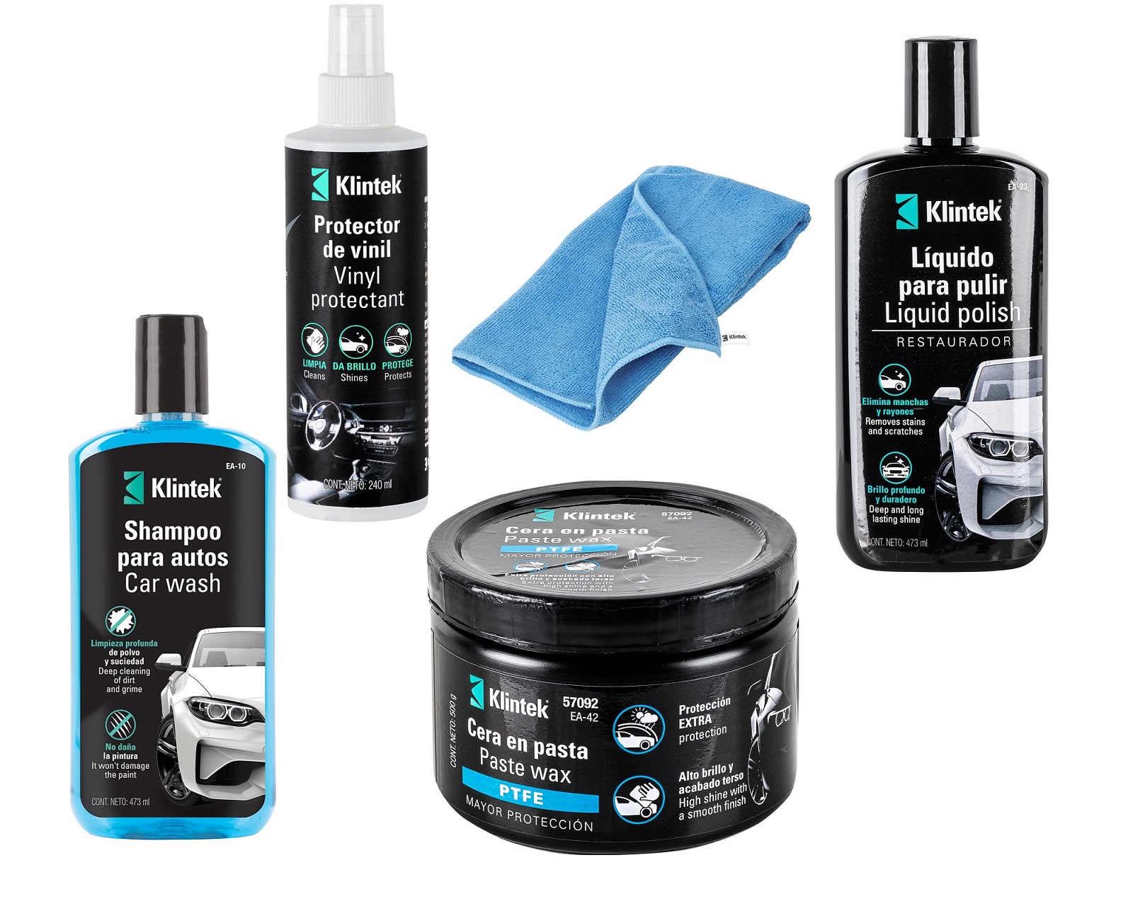 Kit de Limpieza de Autos 5 Piezas Protector de Vinil/Cera/Liquido para Pulir