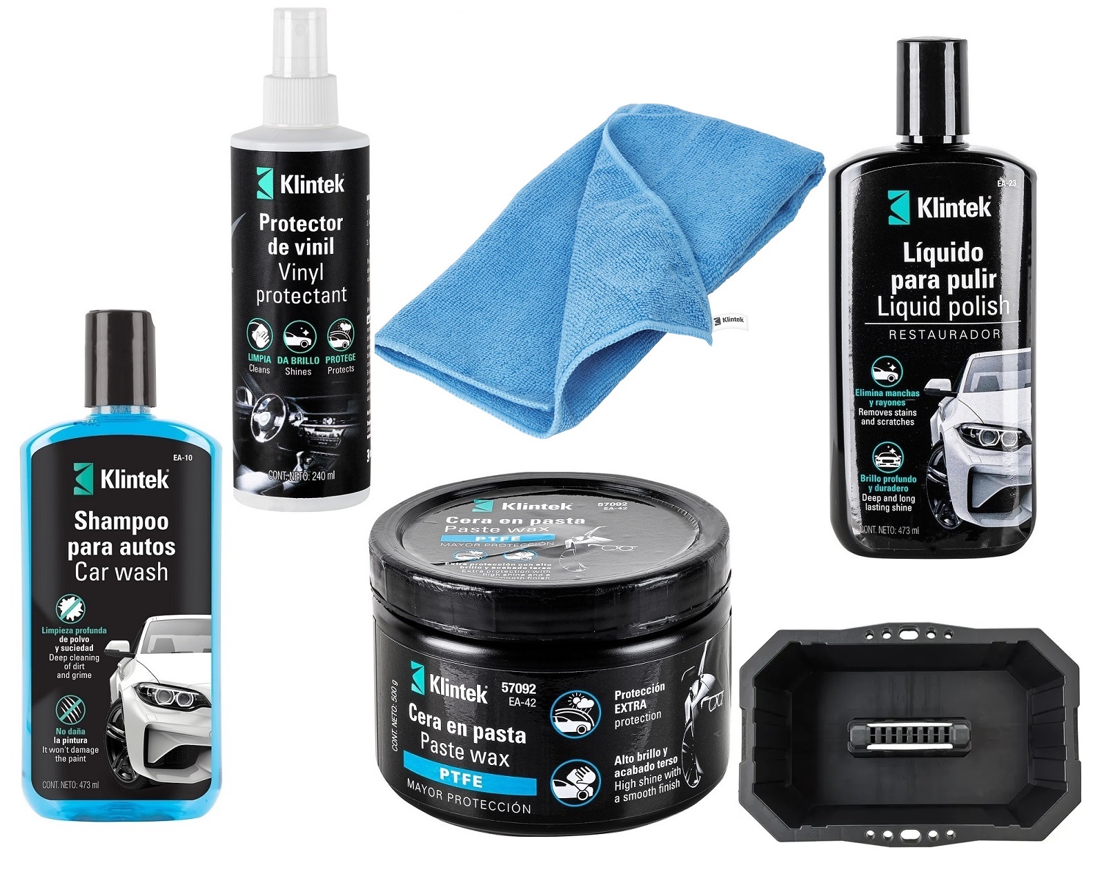 Foto 2 pulgar | Kit Limpieza de Carro Klintek Mic-40 color Negro 6 Piezas con Caja Organizadora