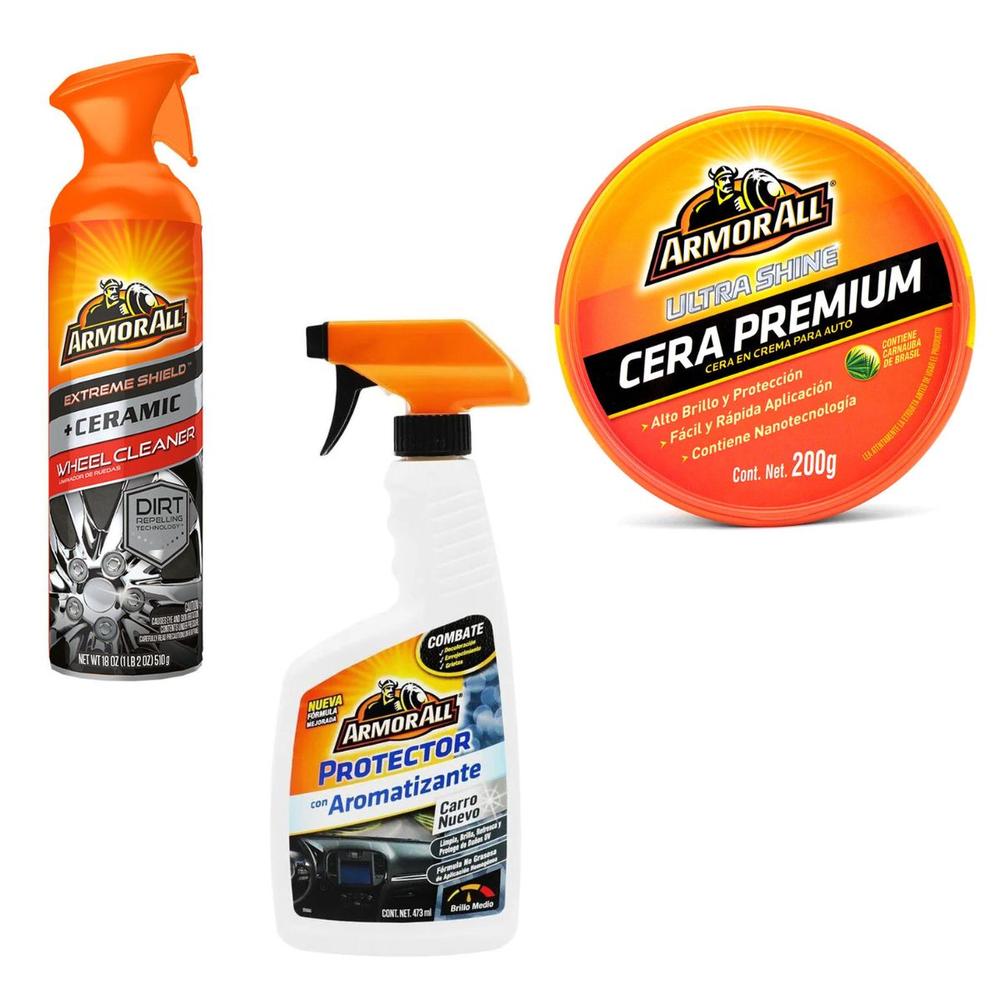 Combo para Coche Armor All Protector Rin e Interiores y Cera