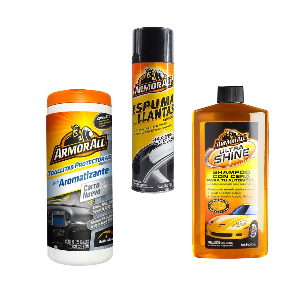 Foto 2 pulgar | Kit Coche Toallas + Shampoo + Espuma Llantas Armor All