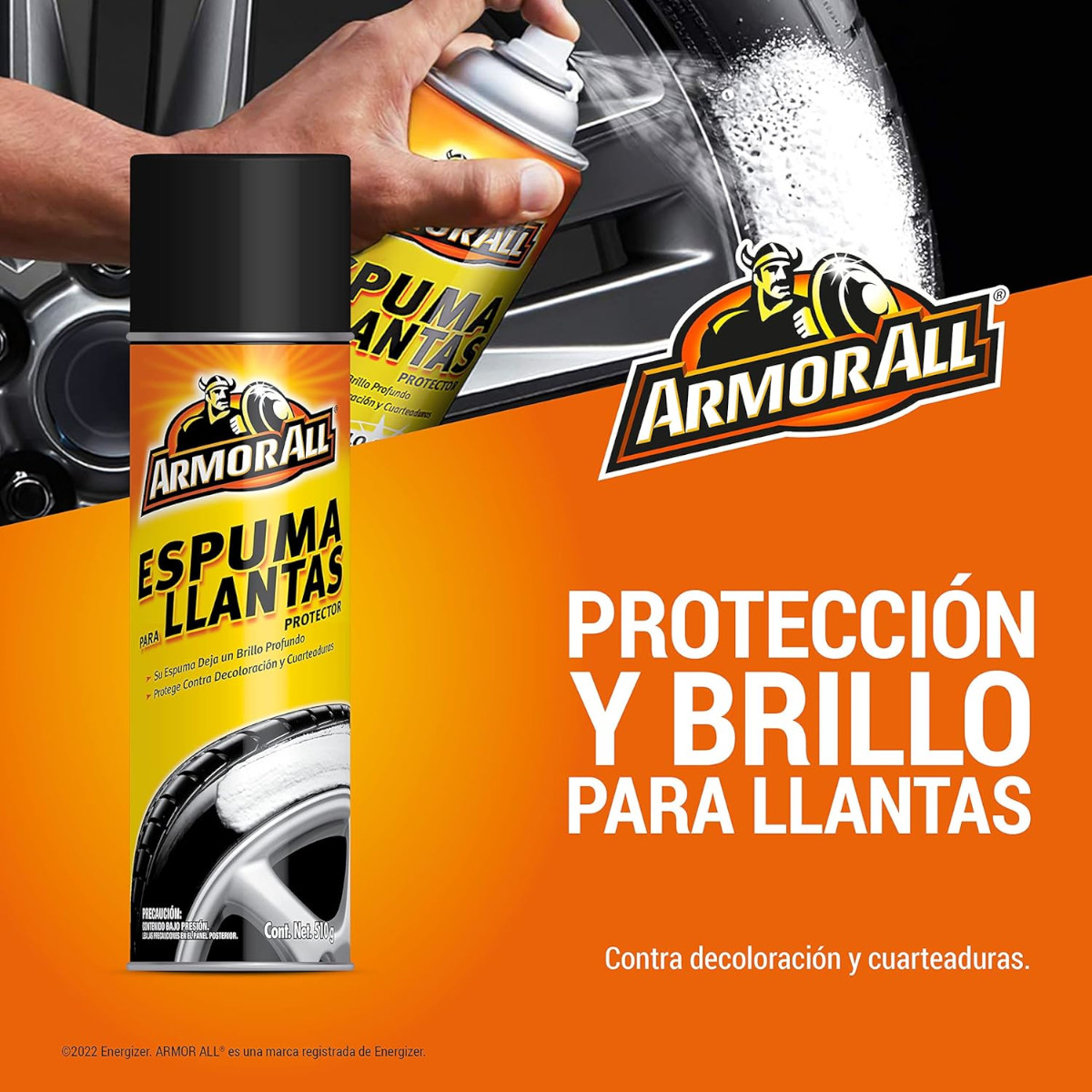 Foto 4 pulgar | Espuma para Llantas Armor All Limpieza Brillo Negro Protección 510 g