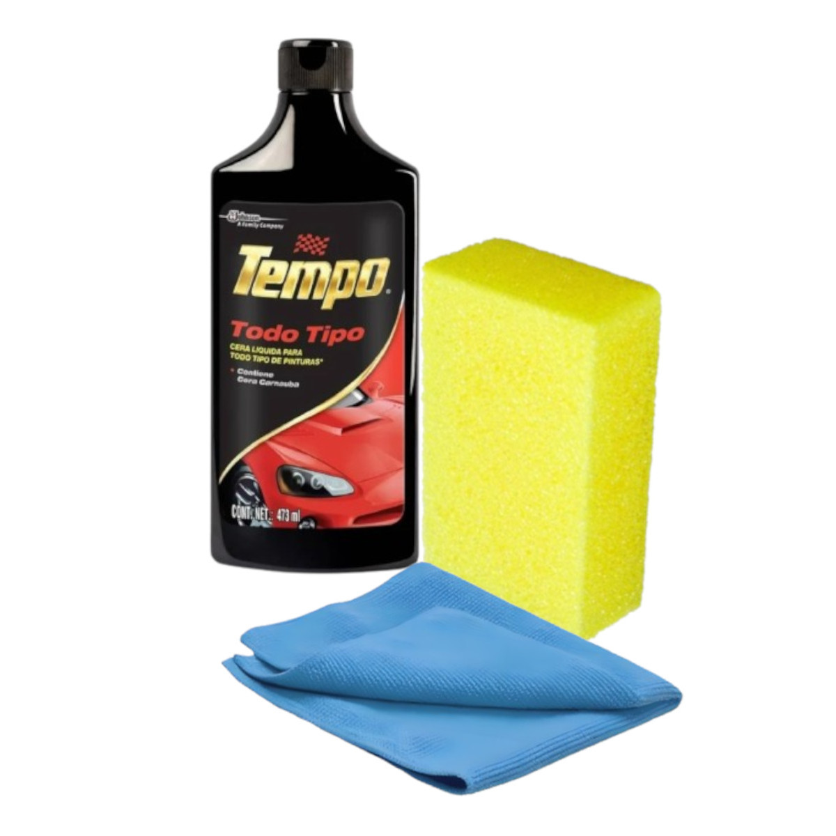 Cera Líquida Tempo Todo Tipo Pinturas 473ml + Esponja + Paño