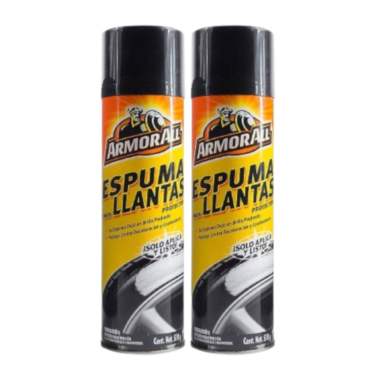 Foto 2 pulgar | Espuma Limpieza Llantas Armor All 510g Brillo Negro 2 Piezas