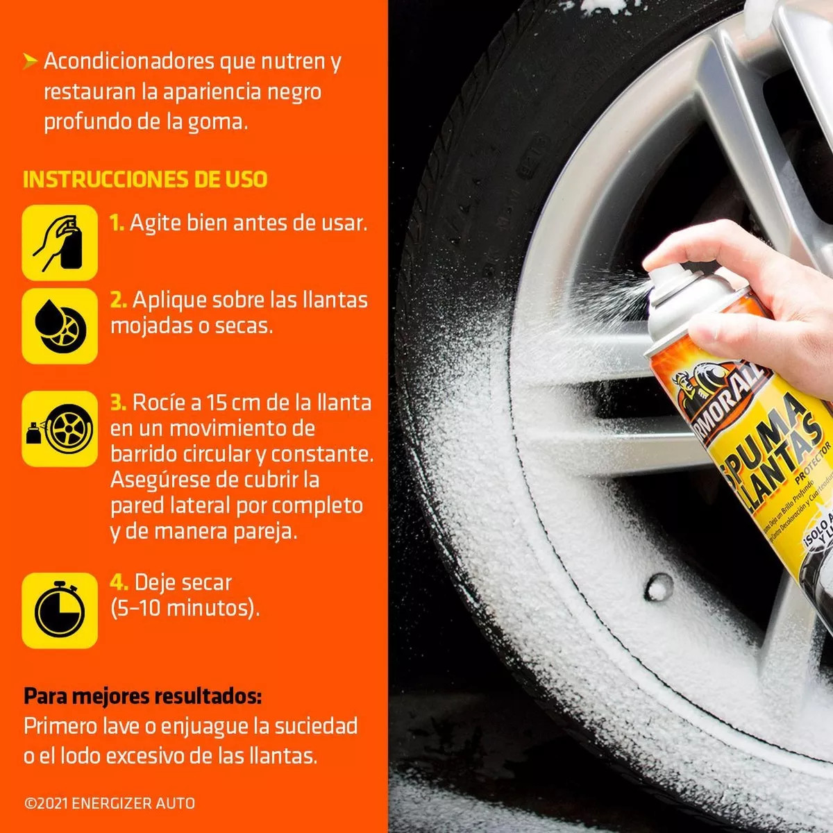 Foto 5 | Espuma Limpieza Llantas Armor All 510g Brillo Negro 2 Piezas