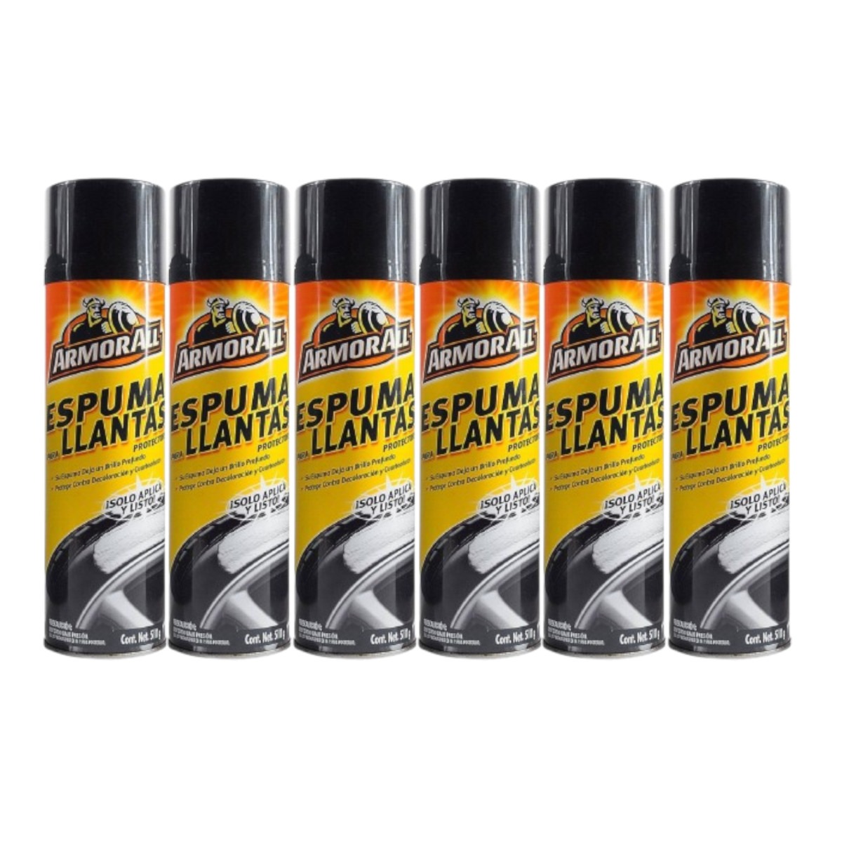 Espuma Limpieza Llantas Armor All 510g Brillo Negro 6 Piezas