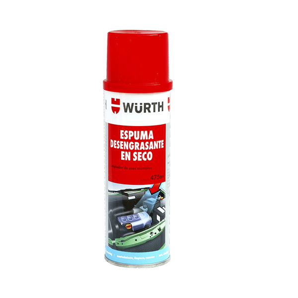 Würth Limpieza Automotriz Espuma Desengrasante En Seco 475ml Biodegradable, No Tóxico
