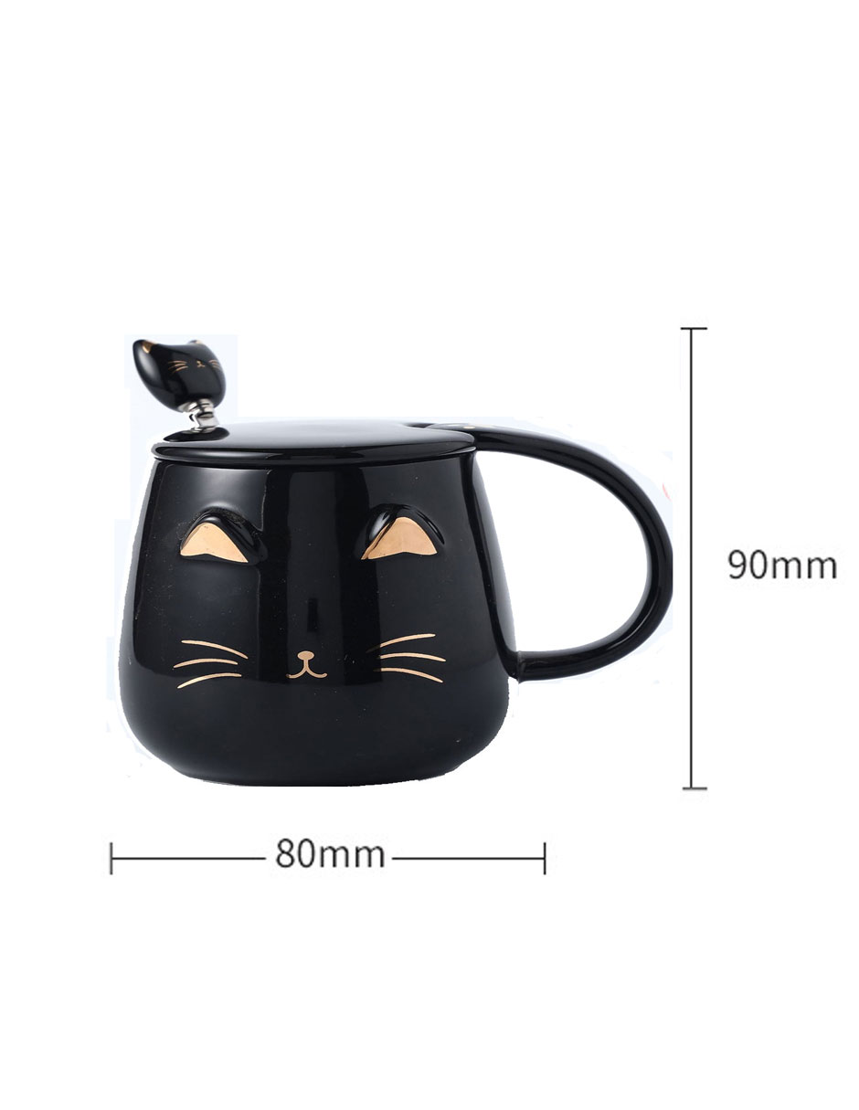 Foto 2 | Taza de Cerámica con Diseño de Gato Creativa con Tapa y Cuchara Happyware color Rosa