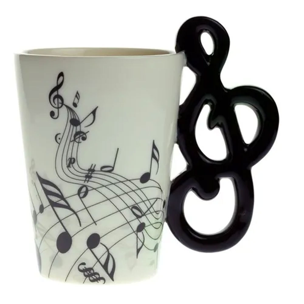 Taza de Cerámica HappyWare Mango de Nota Musical color Negro