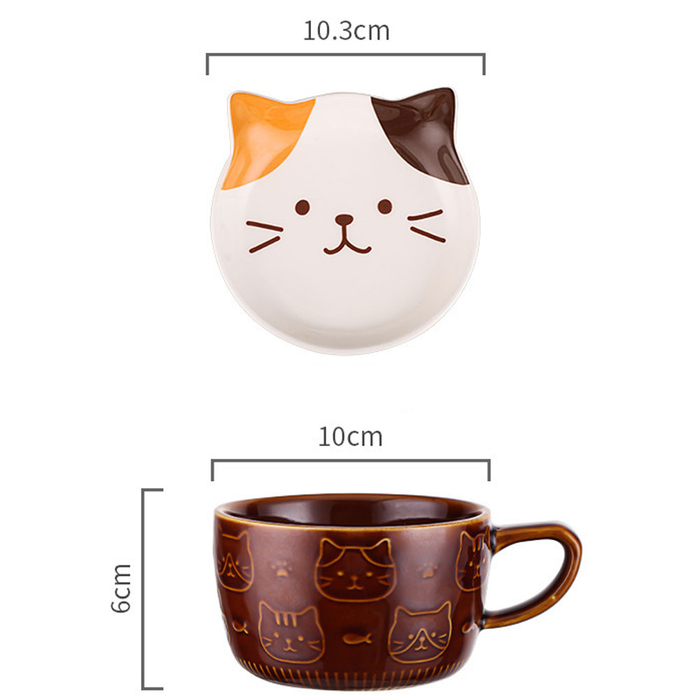 Foto 3 pulgar | Taza de Cerámica con Tapa y Diseño de Gato Pinto