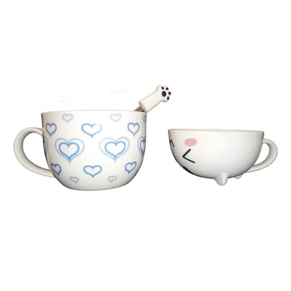 Foto 4 pulgar | Taza de Cerámica 2 en 1 HappyWare Forma de Gatito Kawaii Azul