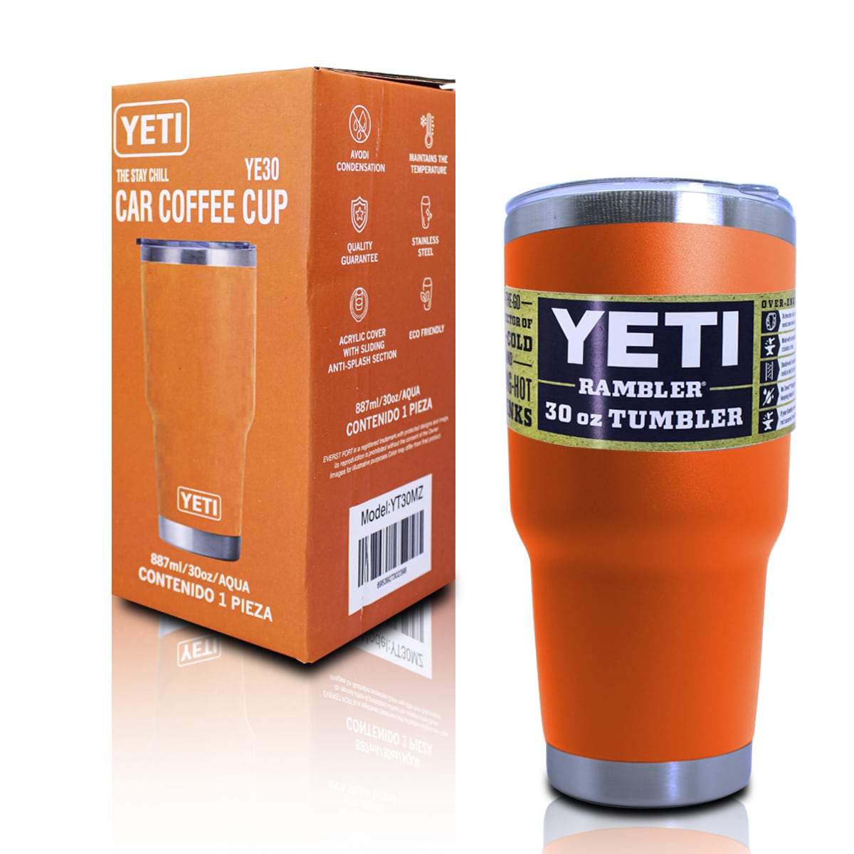 Vaso Yeti Térmico Color Naranja Capacidad De 30 Onzas $240