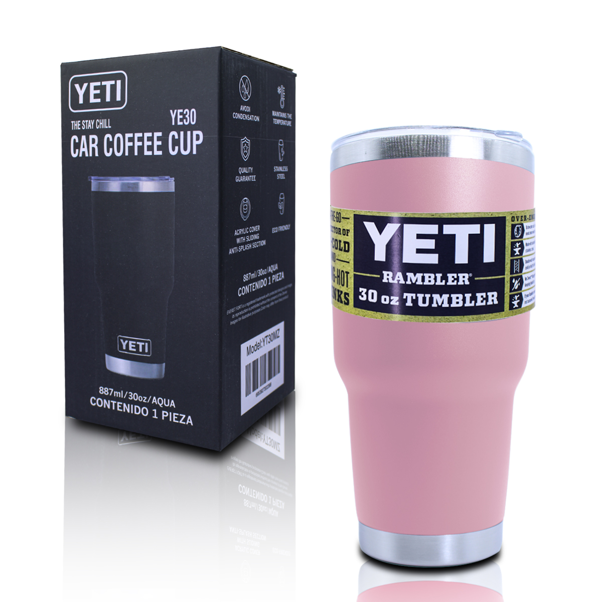 Vaso Térmico Yeti color Rosa Capacidad de 30 oz