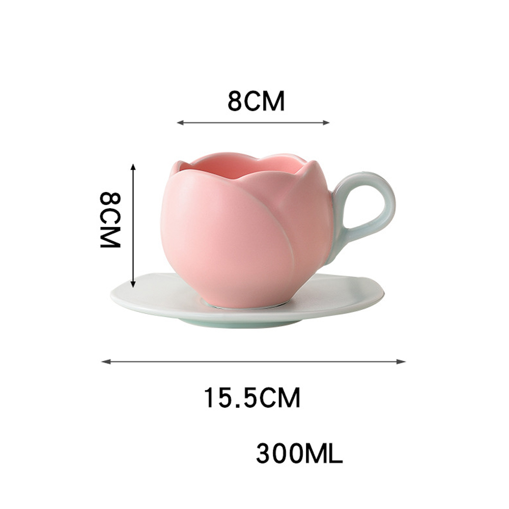 Foto 3 pulgar | Taza De Cerámica Para Cafe En Forma De Tulipan Tulipans 300ml Rosa