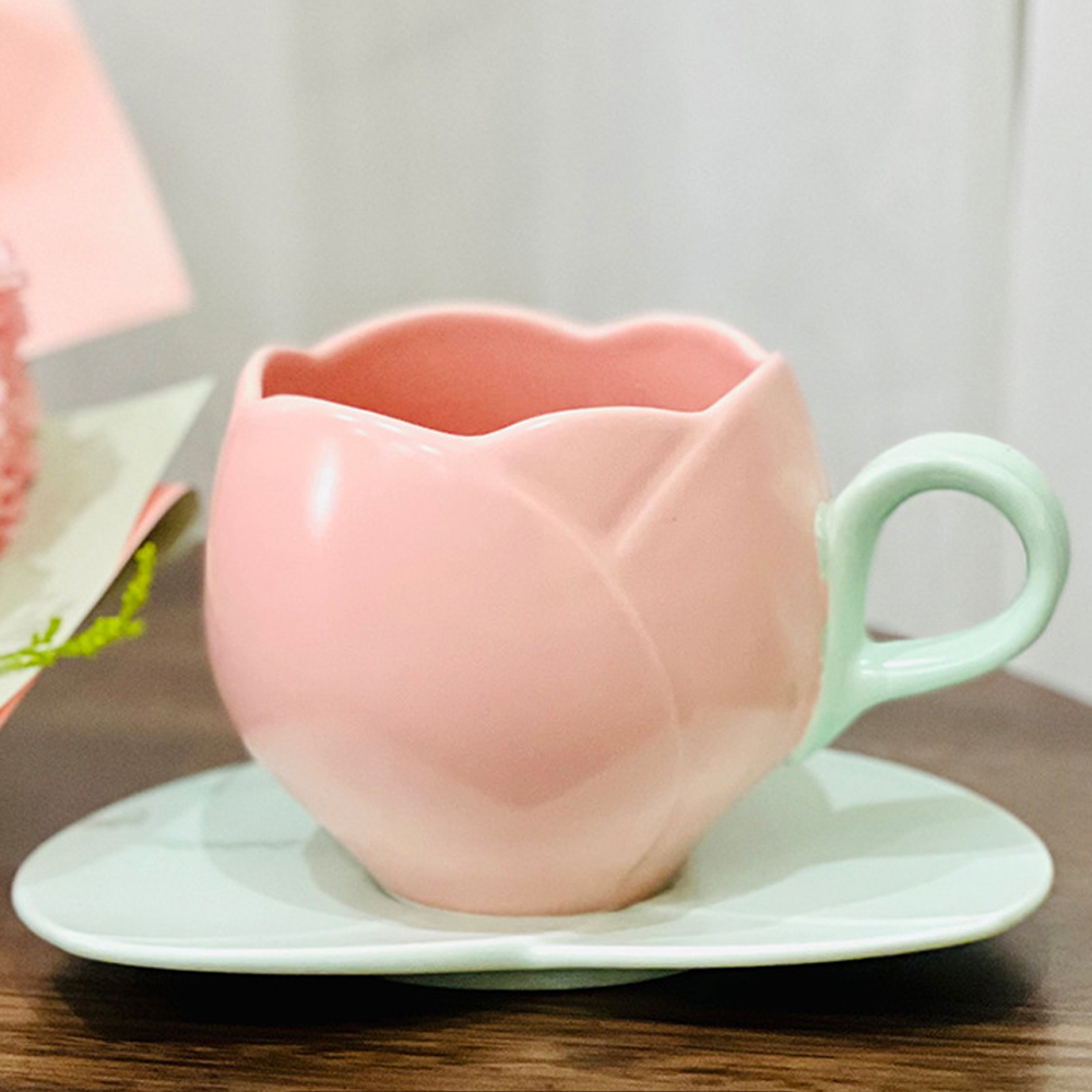 Foto 5 pulgar | Taza De Cerámica Para Cafe En Forma De Tulipan Tulipans 300ml Rosa